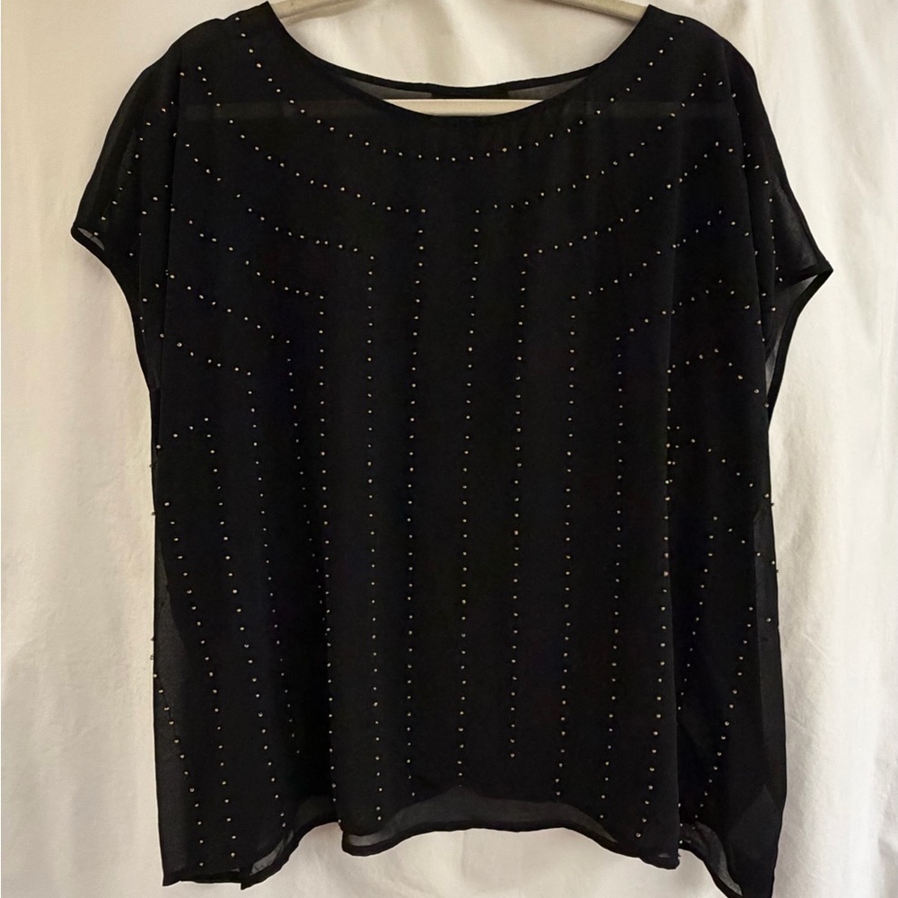 Elegant boho Black Studded Women's Top XXL will fit size large and XL as well
